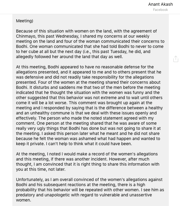 ANANT AKASH complaint to ozen rajneesh accusing incident allegations unapologetic unassertive sexual harassment massage privacy intimate women pervert WARNING Sri Nirmaldeep Singh Sidhu BODHI JIHAD TERRORIST THREATS PERVERTED VIOLENT PSYCHOPATH pretending to be a GURU called SRI GURUJI MAHARAJ and SRI OSHO